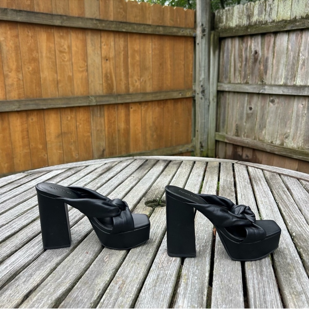 Open Edit Kaia Knot Platform Sandals in black size‎ 6.5 fall wedding guest